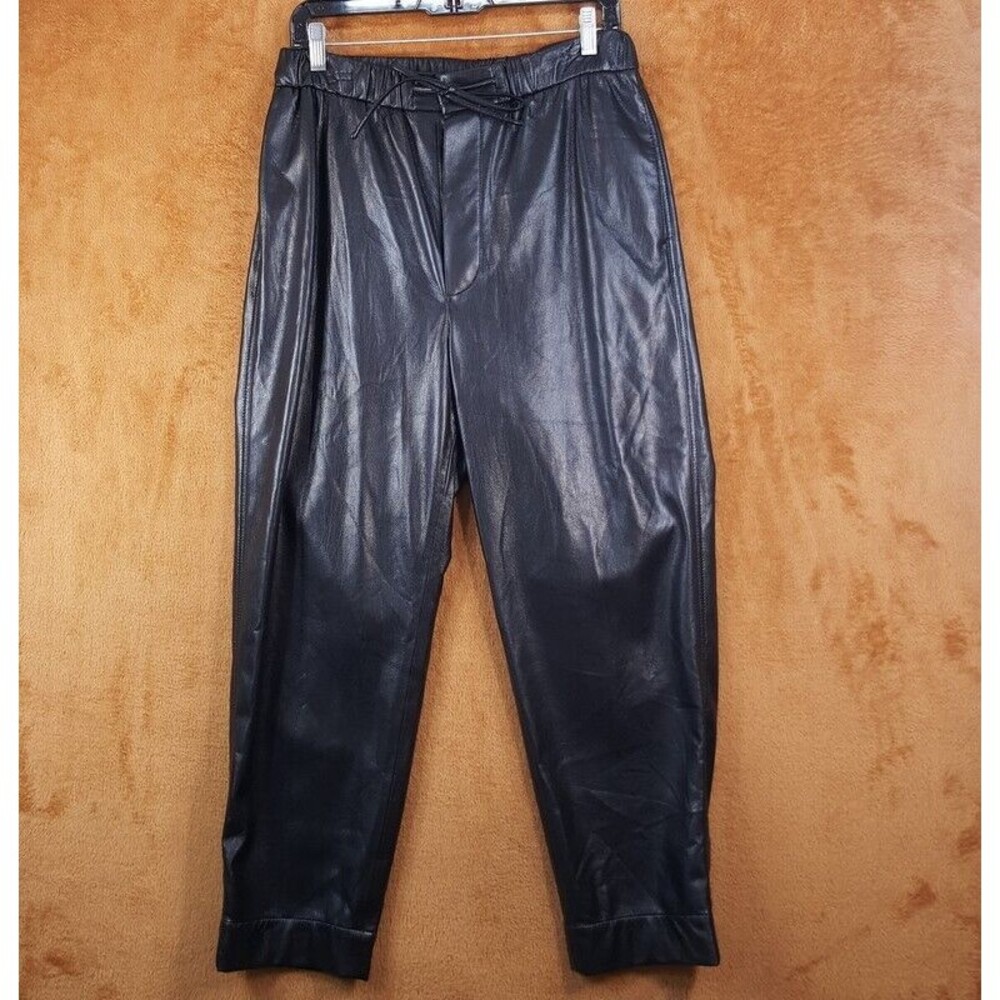 NANUSHKA Mens Pants Medium Black Faux Leather Straight Leg Crop JAIN OKOBOR $575